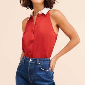 Current Air Terracotta Sleeveless Button-Up Top